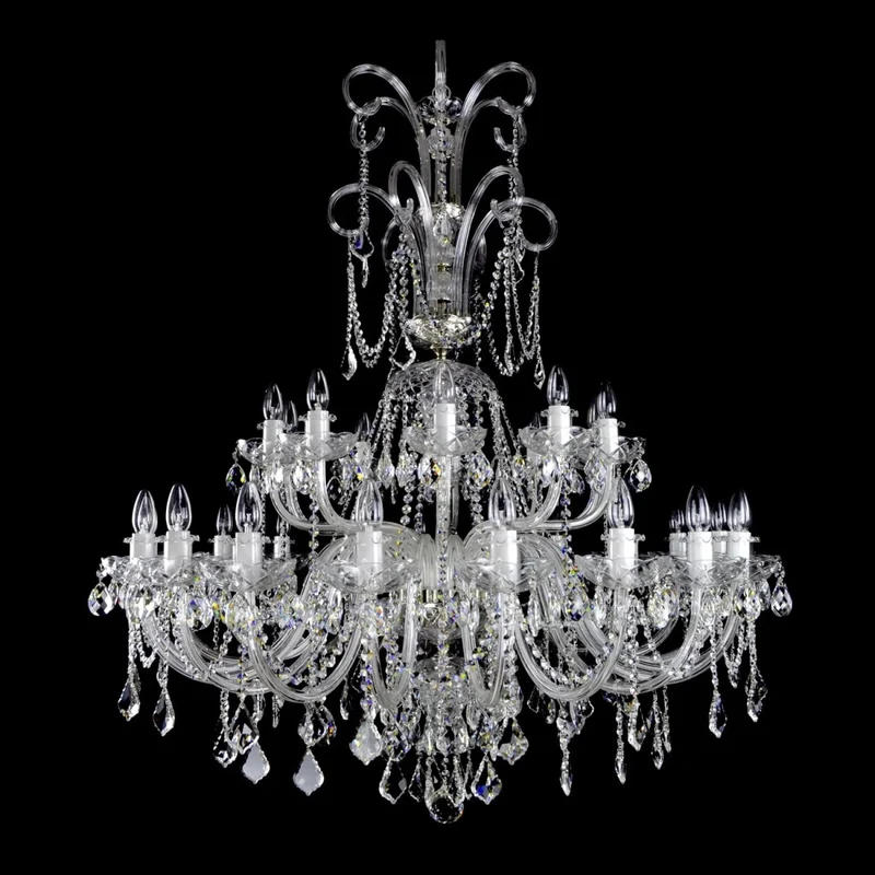 Casa Padrino Luxus Barock Kristall Kronleuchter Silber Ø 114 x H. 170 cm - Prunkvolle Messing Kronleuchter mit böhmischem Kristallglas - Barock Möbel - Edel & Prunkvoll