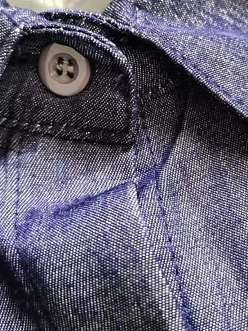 Maxi-jurk met knoopsluiting, zakken en zijsplit - Elegante denim