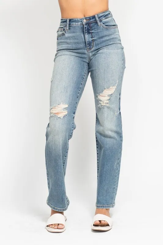 Judy Blue Full Size Hoge Taille Versleten Dad Jean Plus Size
