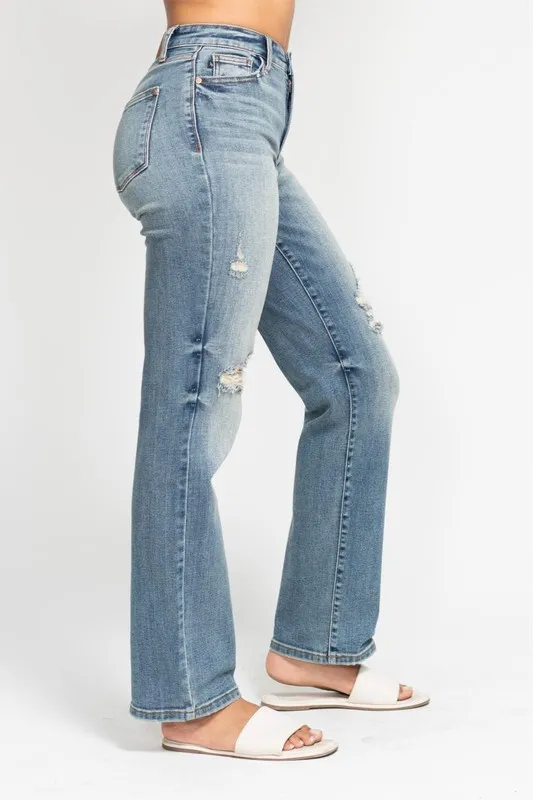 Judy Blue Full Size Hoge Taille Versleten Dad Jean Plus Size