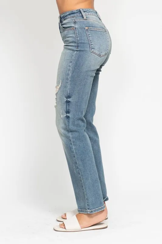 Judy Blue Full Size Hoge Taille Versleten Dad Jean Plus Size