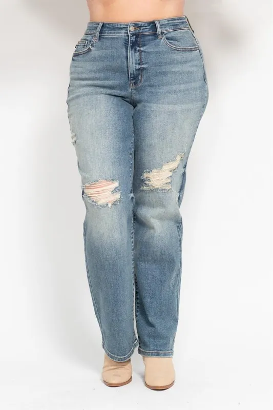 Judy Blue Full Size Hoge Taille Versleten Dad Jean Plus Size