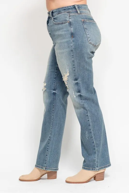 Judy Blue Full Size Hoge Taille Versleten Dad Jean Plus Size
