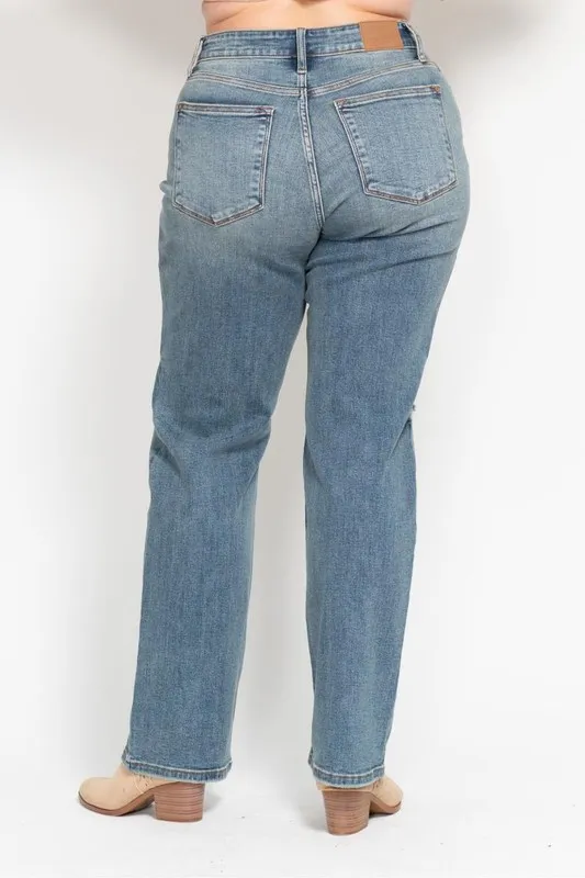 Judy Blue Full Size Hoge Taille Versleten Dad Jean Plus Size
