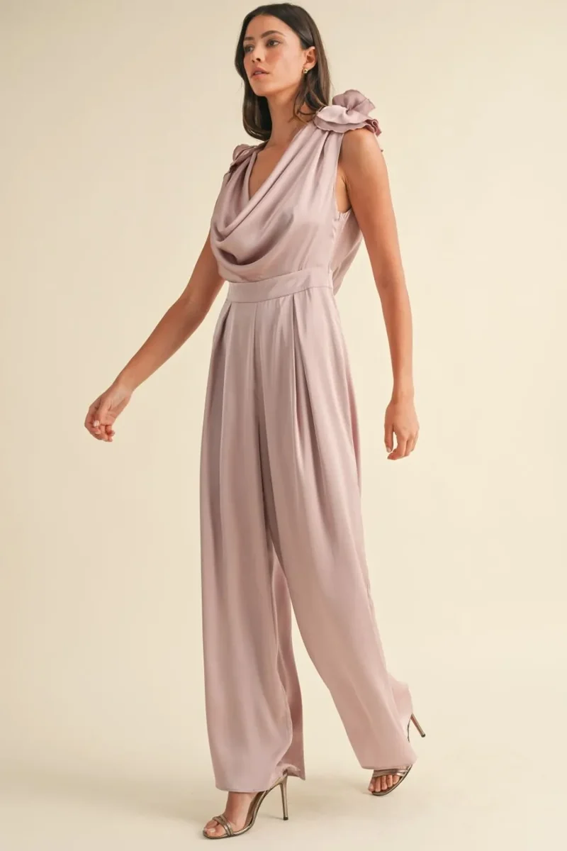 MABLE Jumpsuit met 3D-bloemenapplicaties en diepe colkraag