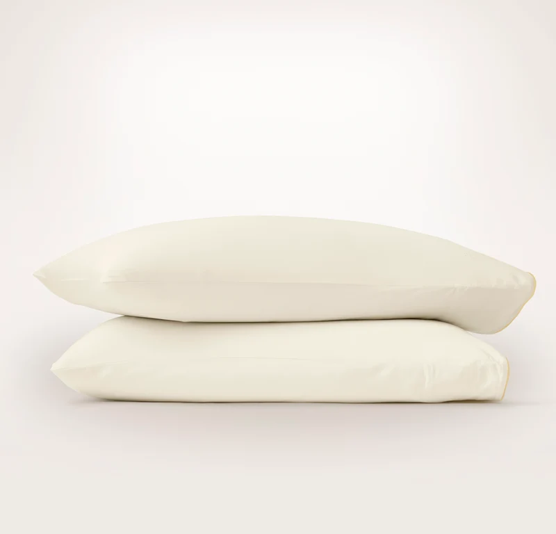 Signature Embellished Pillowcase Set - Cream/Buttercup Piped Edge