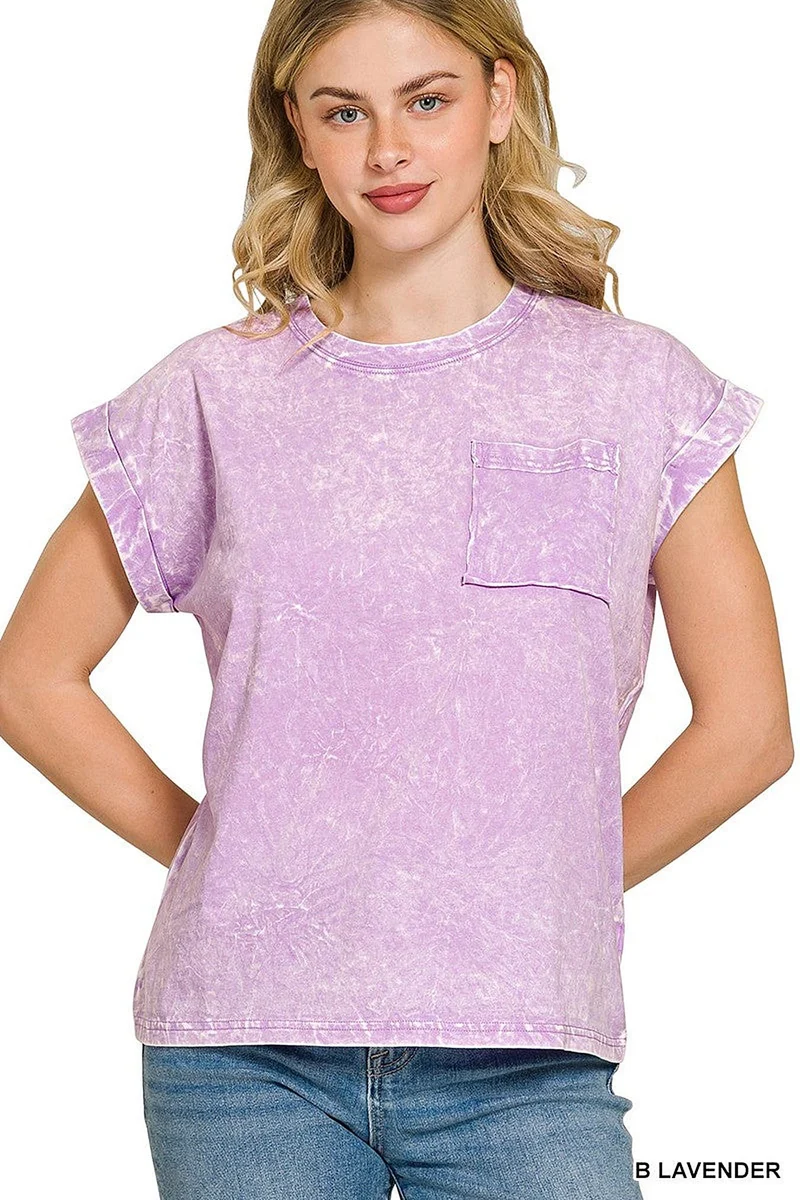 Katoenen shirt met korte mouwen in grote maten, vintage wassing en zakje - Relaxte pasvorm