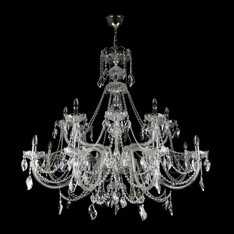 Casa Padrino Luxus Barock Kristall Kronleuchter Silber Ø 120 x H. 105 cm - Prunkvolle Messing Kronleuchter mit böhmischem Kristallglas - Barock Möbel - Edel & Prunkvoll