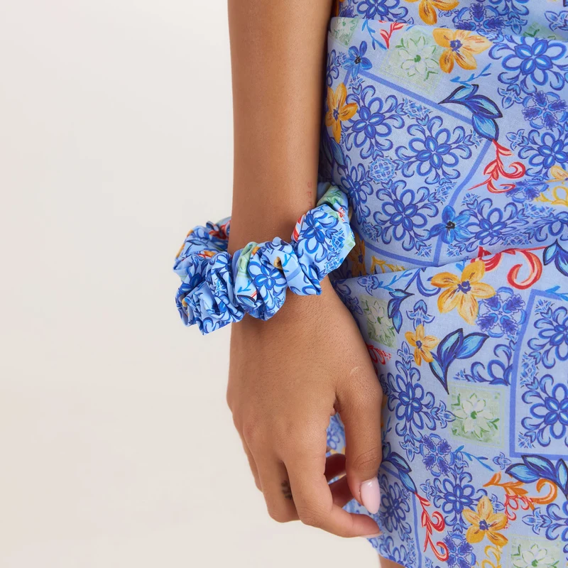 Mosaic Scrunchie - Blauw Print