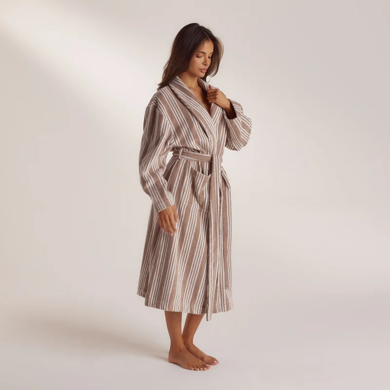 Towelling Kamerjas - Striped Malt