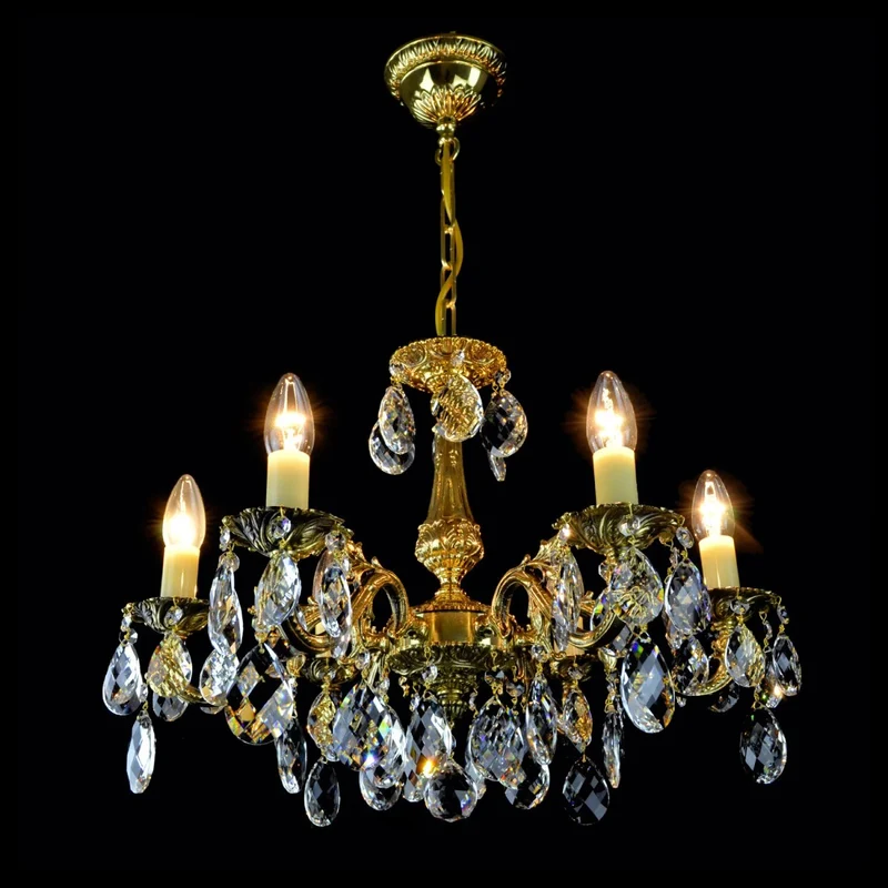 Casa Padrino Luxus Barock Kristall Kronleuchter Gold Ø 54 x H. 40 cm - Prunkvolle Messing Kronleuchter mit böhmischem Kristallglas - Barock Möbel - Edel & Prunkvoll