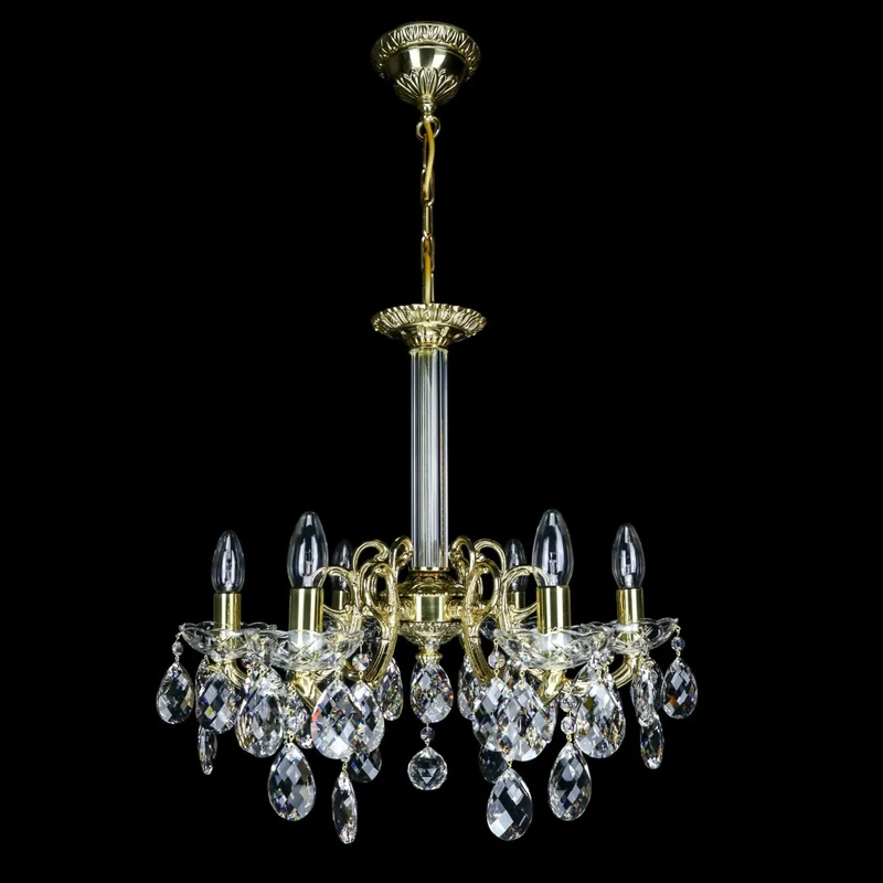 Casa Padrino Luxus Barock Kristall Kronleuchter Gold Ø 58 x H. 50 cm - Prunkvolle Messing Kronleuchter mit böhmischem Kristallglas - Barock Möbel - Edel & Prunkvoll