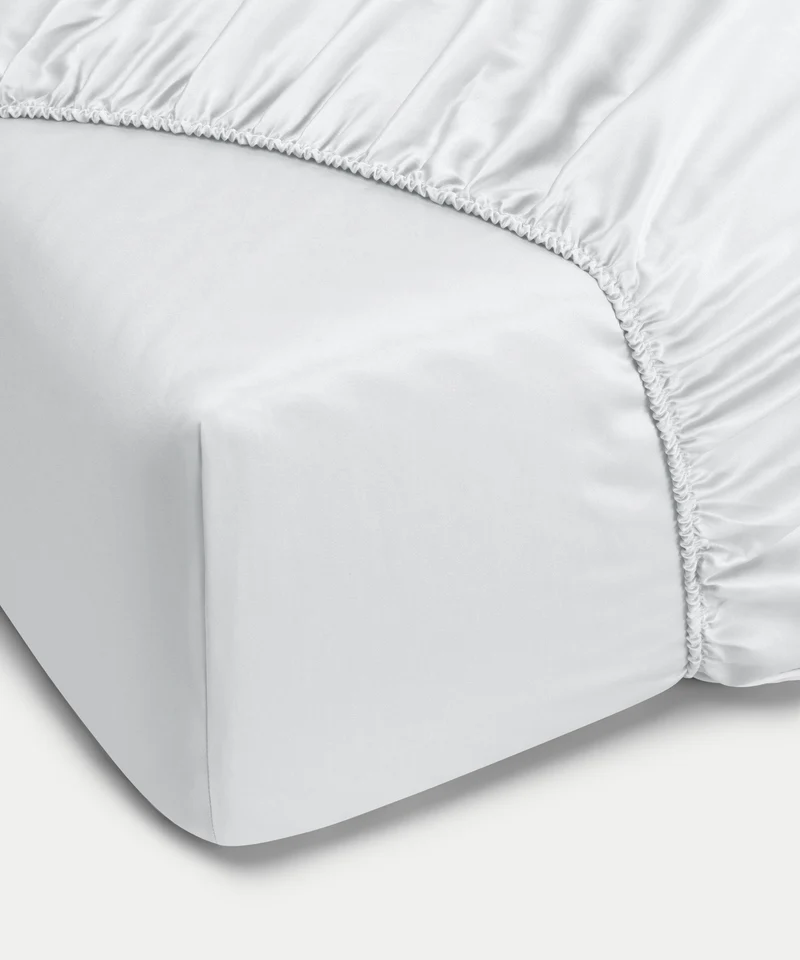 Spannbettlaken aus ägyptischer Baumwolle Satin 400 TC | Silbergrau
