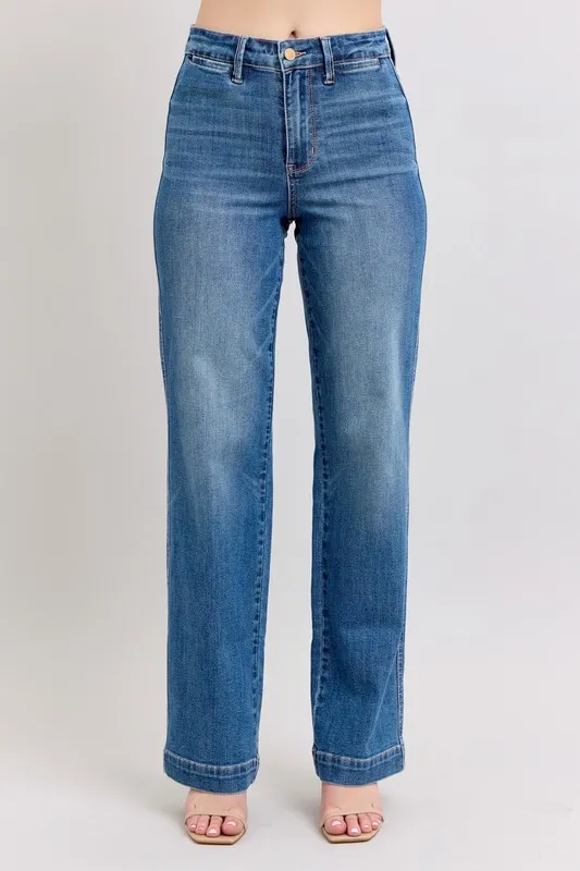 Judy Blue Full Size Hoge Taille Contrasterende Draad Recht Plus Size