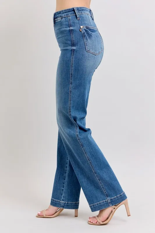 Judy Blue Full Size Hoge Taille Contrasterende Draad Recht Plus Size