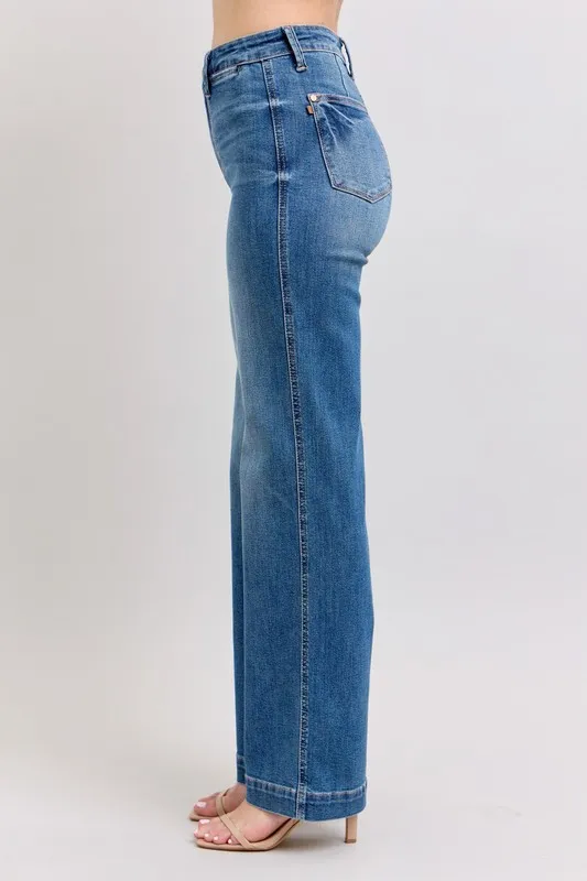 Judy Blue Full Size Hoge Taille Contrasterende Draad Recht Plus Size
