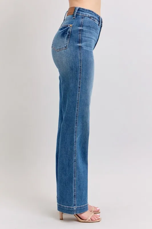 Judy Blue Full Size Hoge Taille Contrasterende Draad Recht Plus Size