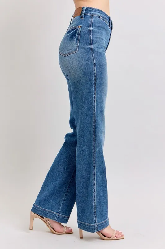 Judy Blue Full Size Hoge Taille Contrasterende Draad Recht Plus Size