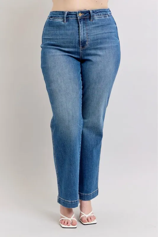 Judy Blue Full Size Hoge Taille Contrasterende Draad Recht Plus Size