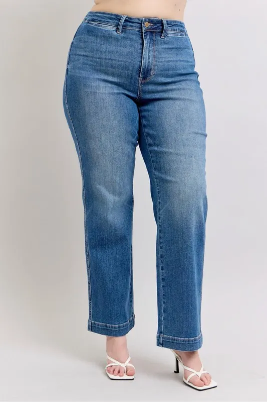Judy Blue Full Size Hoge Taille Contrasterende Draad Recht Plus Size
