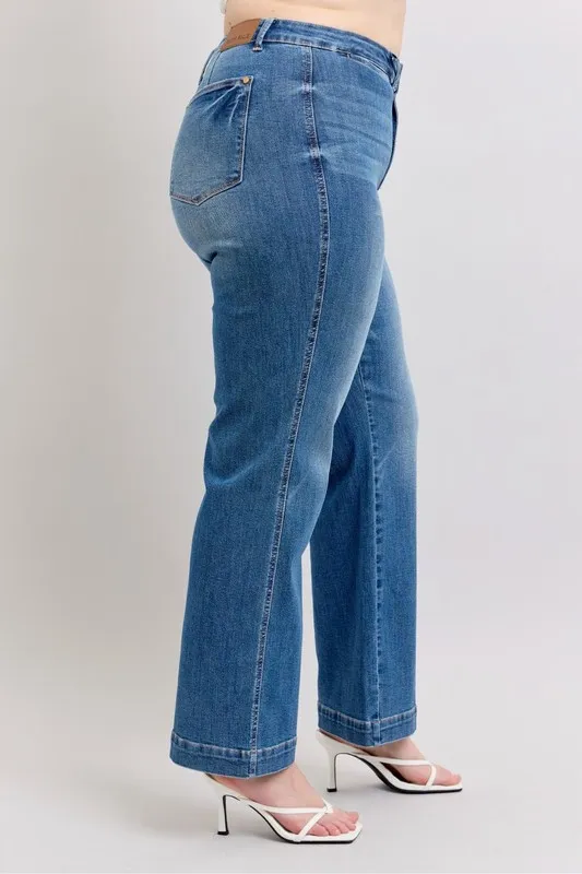 Judy Blue Full Size Hoge Taille Contrasterende Draad Recht Plus Size