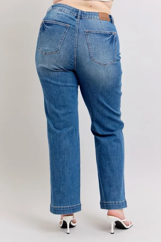 Judy Blue Full Size Hoge Taille Contrasterende Draad Recht Plus Size