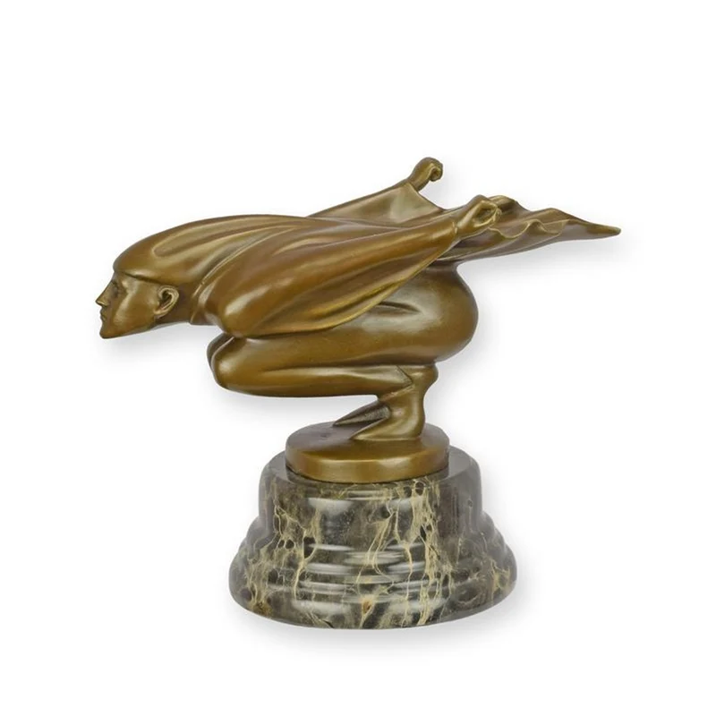 Casa Padrino Luxus Art Deco Bronzefigur Kühlerfigur Narr im Wind Bronze / Schwarz 11,5 x 21,2 x H. 16,6 cm - Bronze Kühlerfigur - Art Deco Deko Objekt - Auto Deko