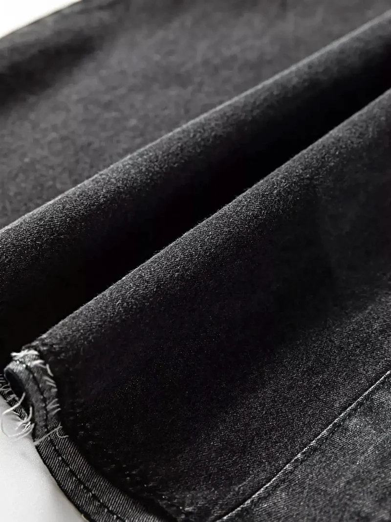 Denim overhemdjurk met borstzak en onafgewerkte zoom - 100% katoen, losse pasvorm