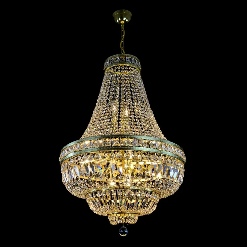 Casa Padrino Luxus Barock Kristall Kronleuchter Gold Ø 60 x H. 90 cm - Prunkvolle Messing Kronleuchter mit böhmischem Kristallglas - Barock Möbel - Edel & Prunkvoll