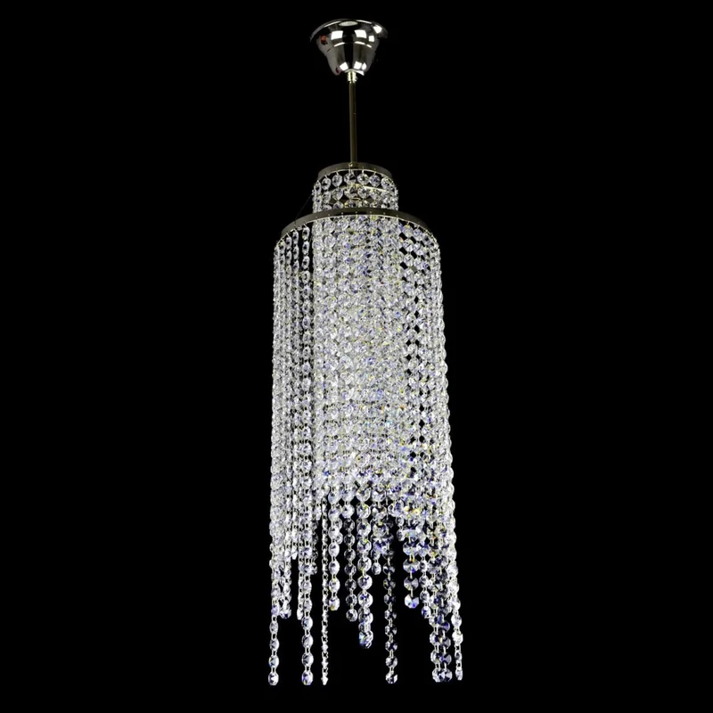 Casa Padrino Luxus Kristall Hängeleuchte Silber Ø 20 x H. 62 cm - Prunkvolle Messing Hängeleuchte mit böhmischem Kristallglas - Barock Möbel - Edel & Prunkvoll