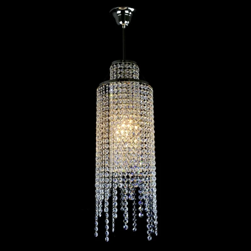 Casa Padrino Luxus Kristall Hängeleuchte Silber Ø 20 x H. 62 cm - Prunkvolle Messing Hängeleuchte mit böhmischem Kristallglas - Barock Möbel - Edel & Prunkvoll