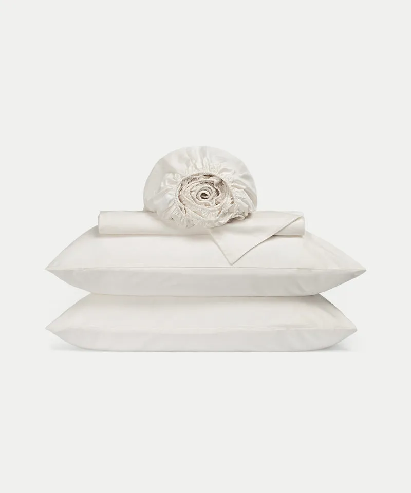 Bettwäsche Set & Spannbettlaken Satin | Cream