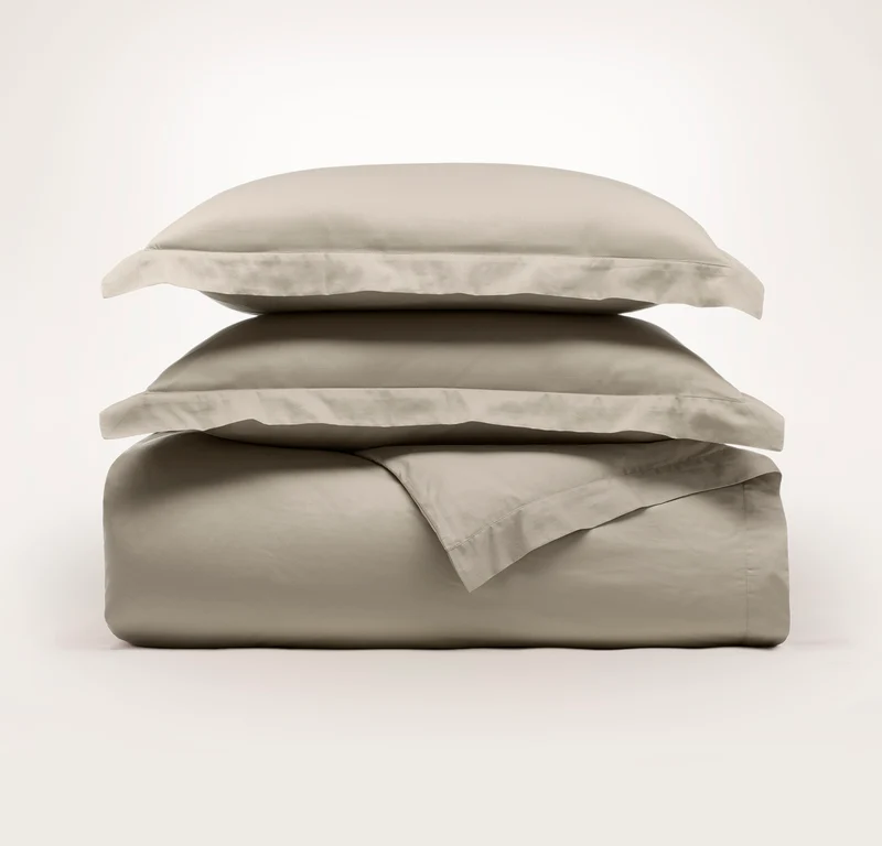 Percale Hemmed Duvet Set - Oak