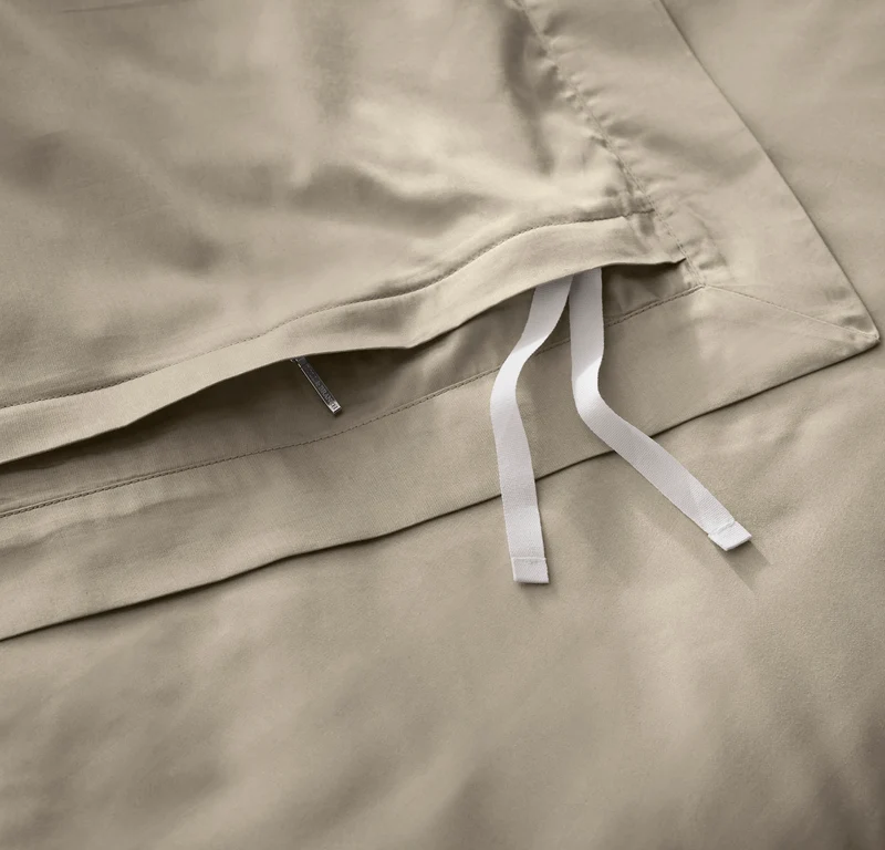 Percale Hemmed Duvet Set - Oak