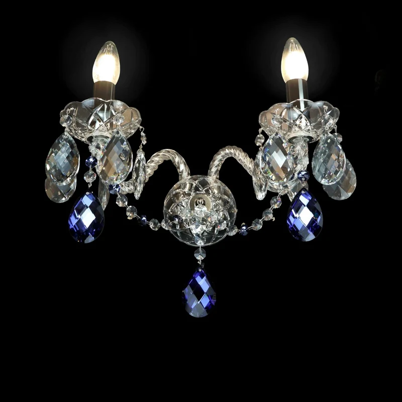 Casa Padrino Luxus Barock Kristall Wandleuchte Silber 38 x 18 x H. 26 cm - Prunkvolle Messing Wandleuchte mit böhmischem Kristallglas - Barock Möbel - Edel & Prunkvoll