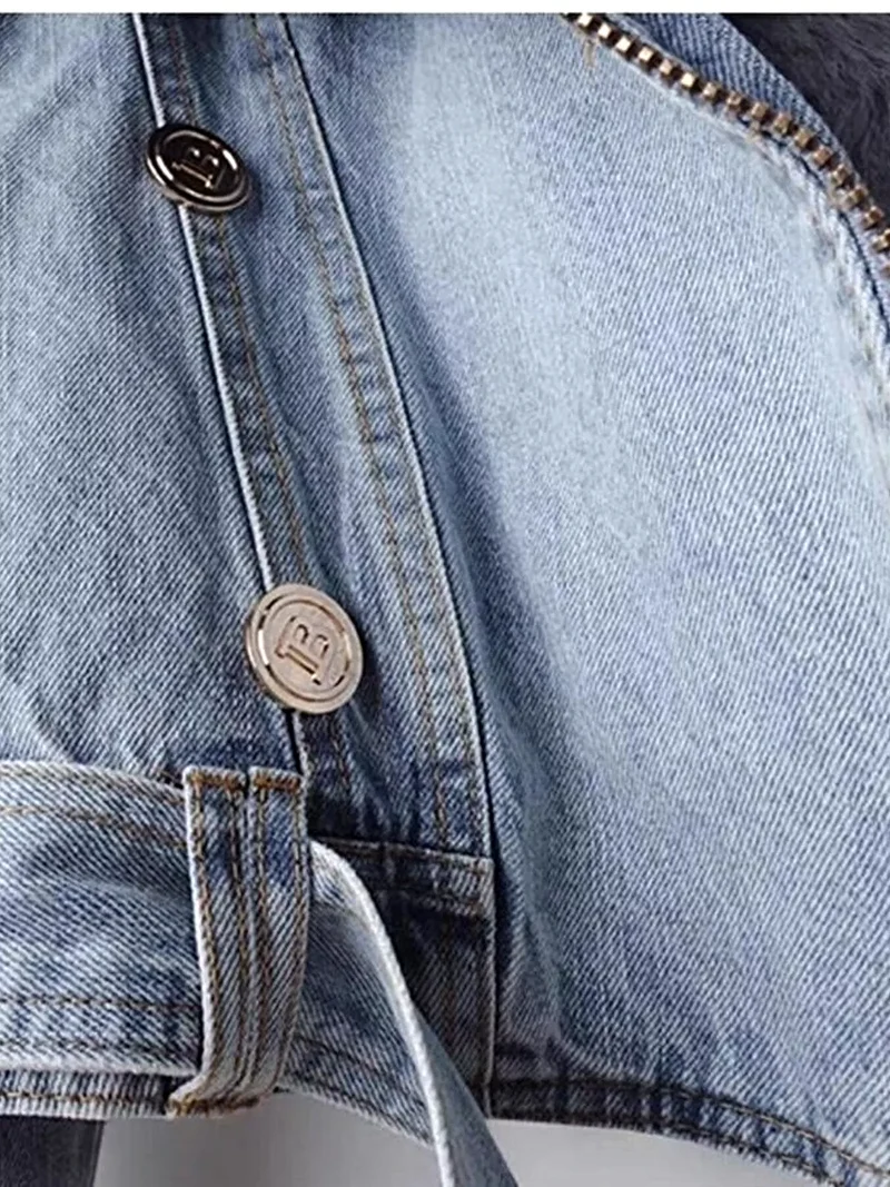 Plus size jas met kraag van imitatiebont – stijlvolle denim jas met comfortabele pasvorm