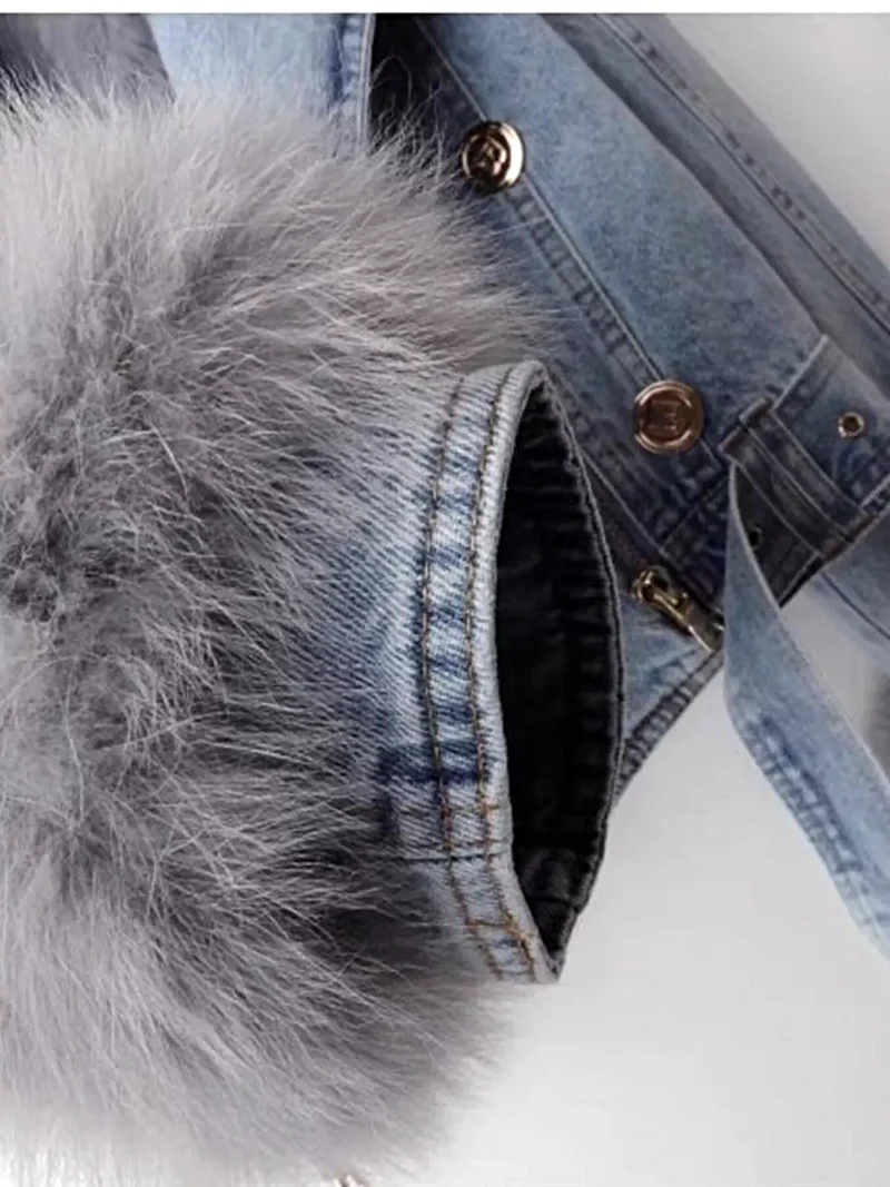 Plus size jas met kraag van imitatiebont – stijlvolle denim jas met comfortabele pasvorm