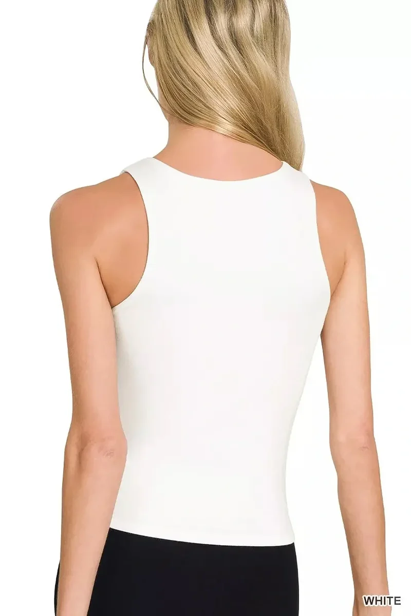 Luxe dubbellaagse tanktop van 95% rayon met ronde hals - Zachte en comfortabele pasvorm