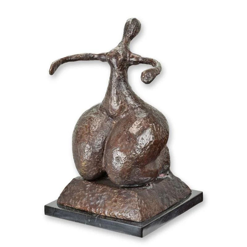 Casa Padrino Luxus Moderne Bronzefigur Abstrakte Sitzende Braun / Gold 20 x 21 x H. 35 cm - Moderne Bronze Skulptur - Abstrakte Deko Figur - Design Deko Objekt