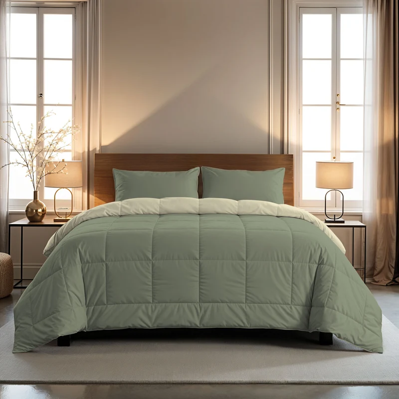 Zelesta Comfort Duo Bettdecke - Olivgrün & Creme