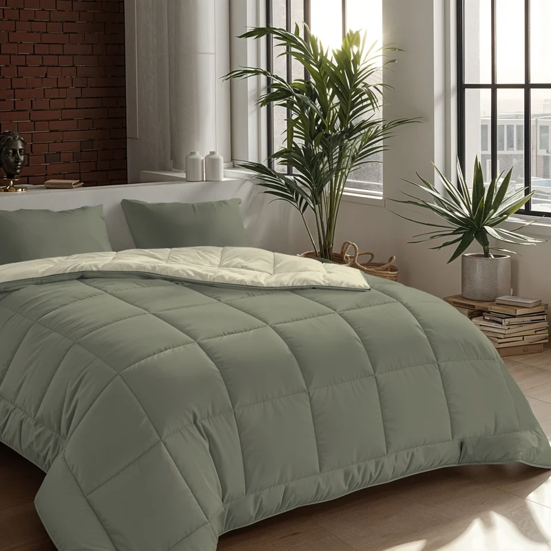 Zelesta Comfort Duo Bettdecke - Olivgrün & Creme