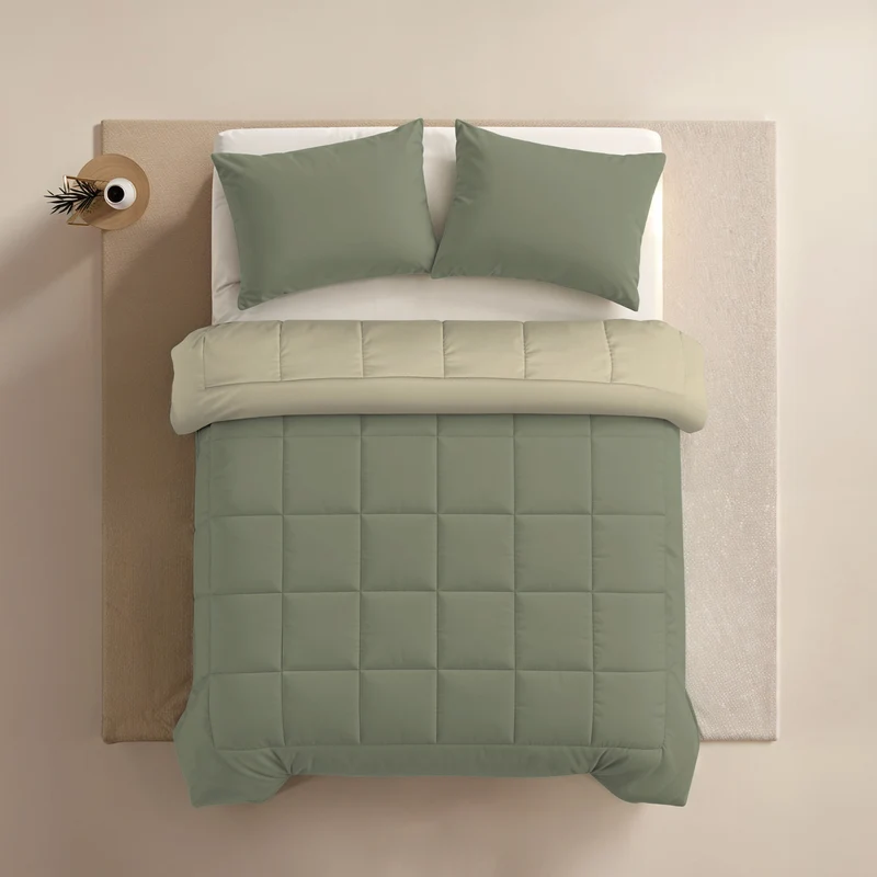 Zelesta Comfort Duo Bettdecke - Olivgrün & Creme