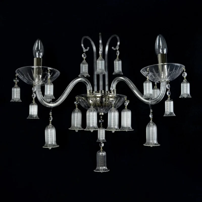 Casa Padrino Luxus Barock Kristall Wandleuchte Silber 38 x 20 x H. 25 cm - Prunkvolle Messing Wandleuchte mit böhmischem Kristallglas - Barock Möbel - Edel & Prunkvoll