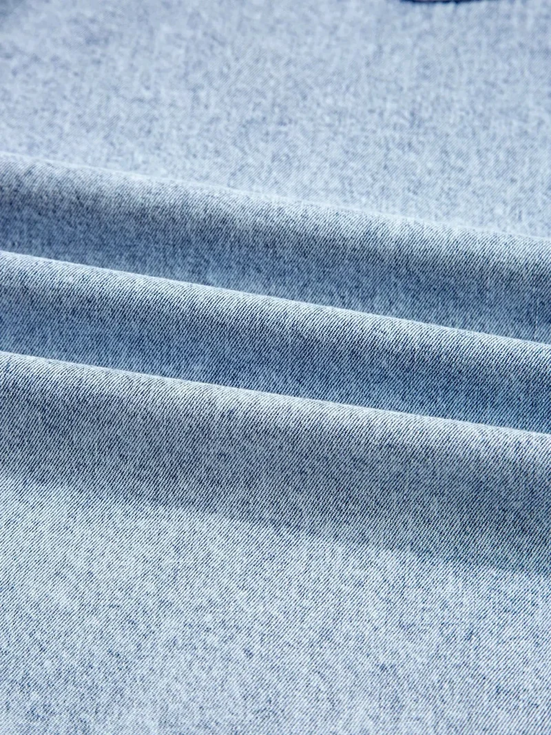 Denim overhemdjurk met borstzak en onafgewerkte zoom - 100% katoen, machinewasbaar, losse pasvorm