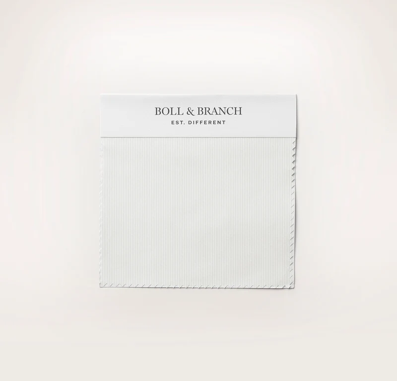 Signature Hemmed Fabric Swatch - White Textured Stripe