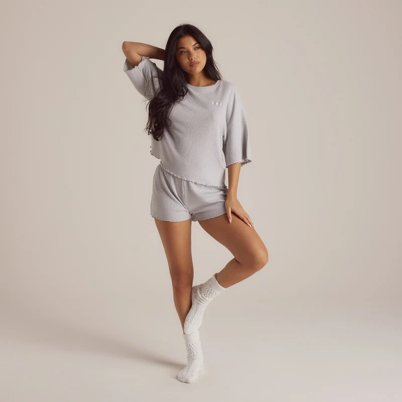 Soft Waffle Pyjama Korte Broek - Frost