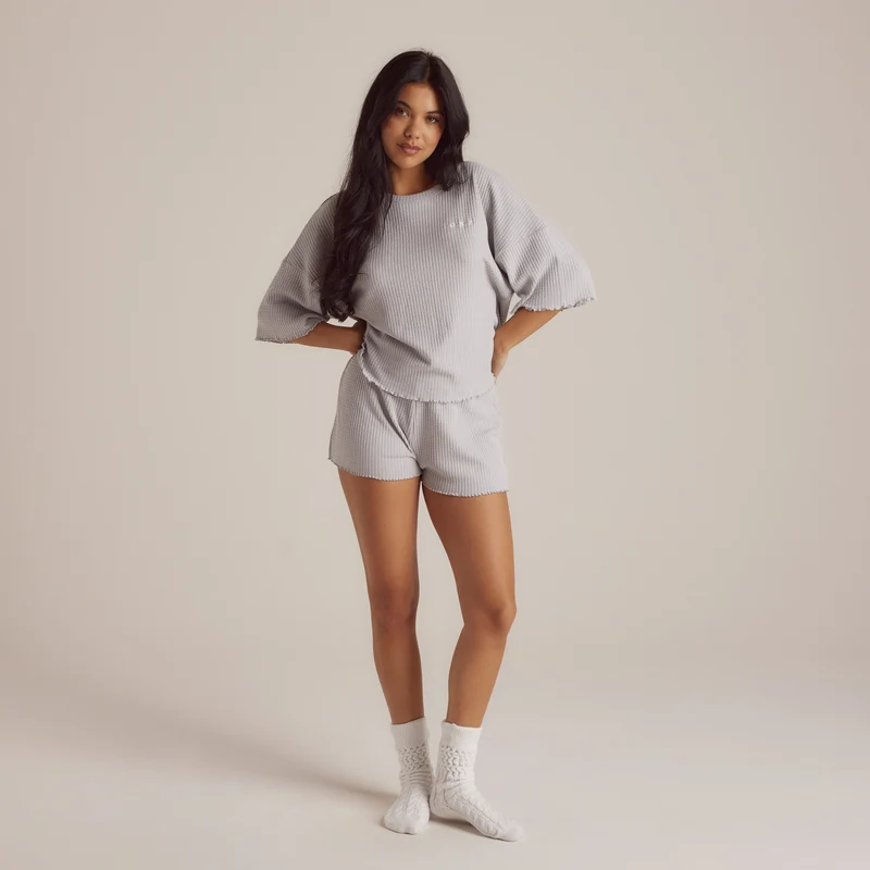 Soft Waffle Pyjama Korte Broek - Frost