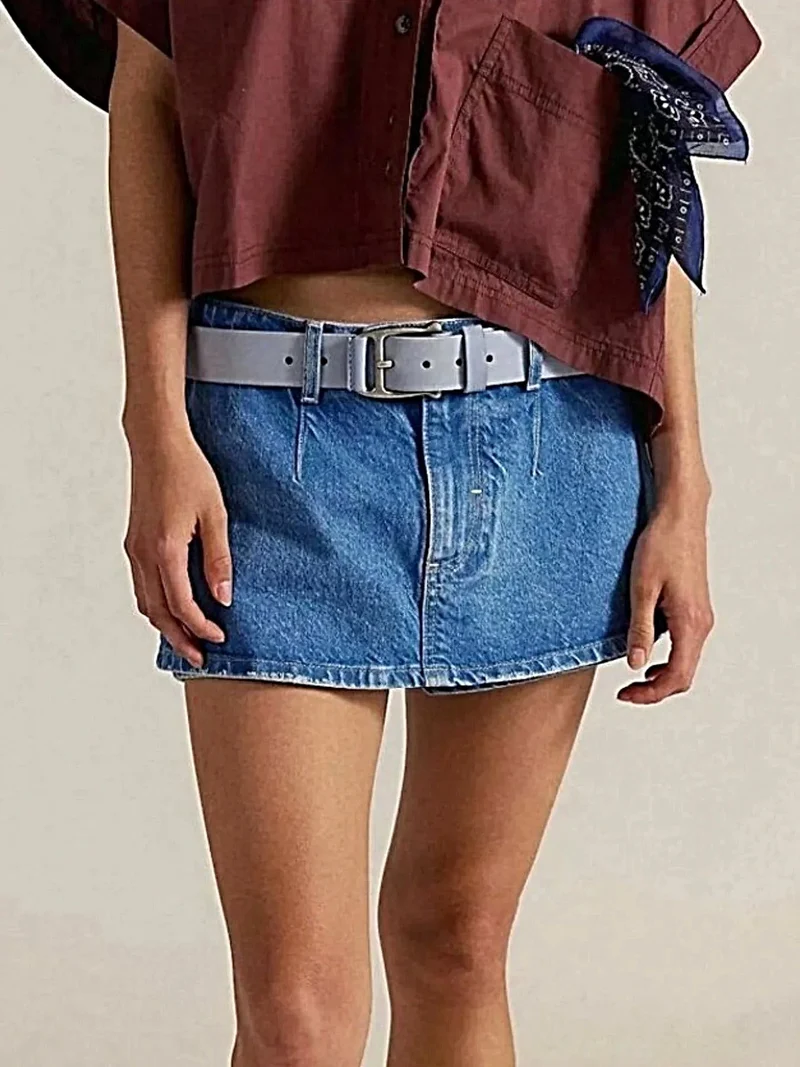 Klassieke denim minirok met knoopsluiting en ritssluiting - stijlvolle katoen-polyester mix