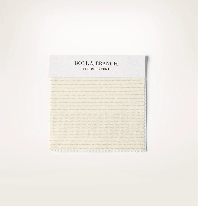 Flannel Fabric Swatch - Cream/Oak Fine Line Stripe