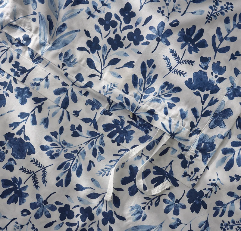 Signature Hemmed Duvet Set - Navy Botanical